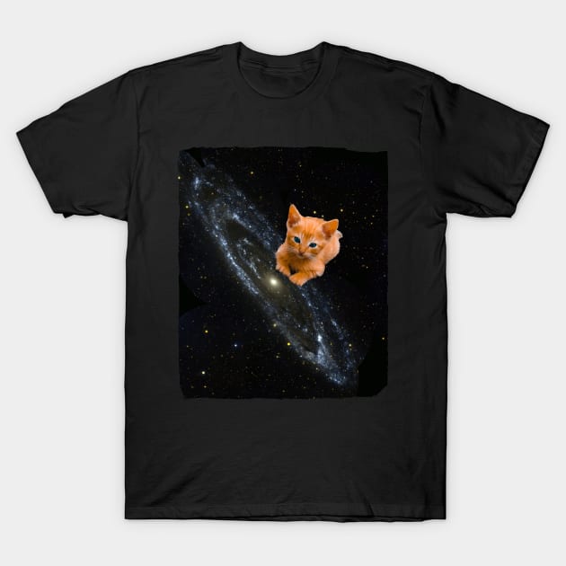 orange Cat on the Milky Way T-Shirt by ro83land